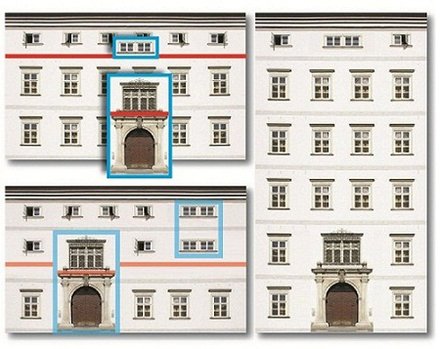 Layered Analysis of Irregular Facades via Symmetry Maximization